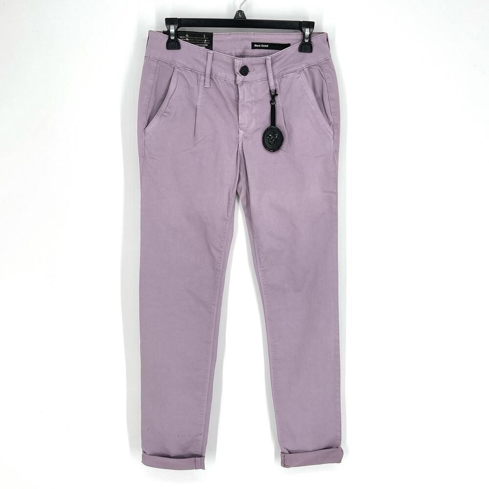 Black Orchid NEW Skinny Jeans Pleats Sz 27 *FLAW* Cuffs Purple Cotton Blend